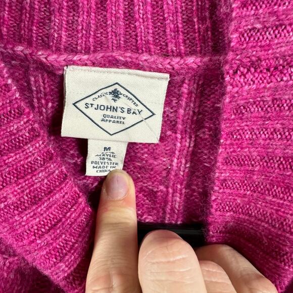 St John’s Bay acrylic soft pink mock neck sweater with pockets - Picture 7 of 8